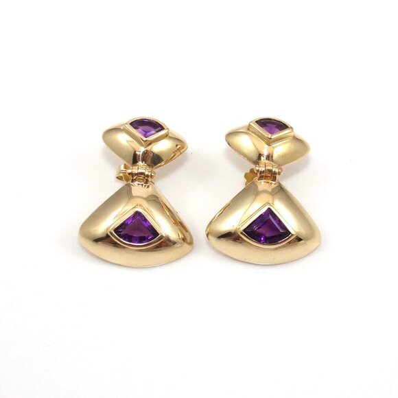 Kabana 14K Yellow Gold Amethyst Hinged Dangle Earrings